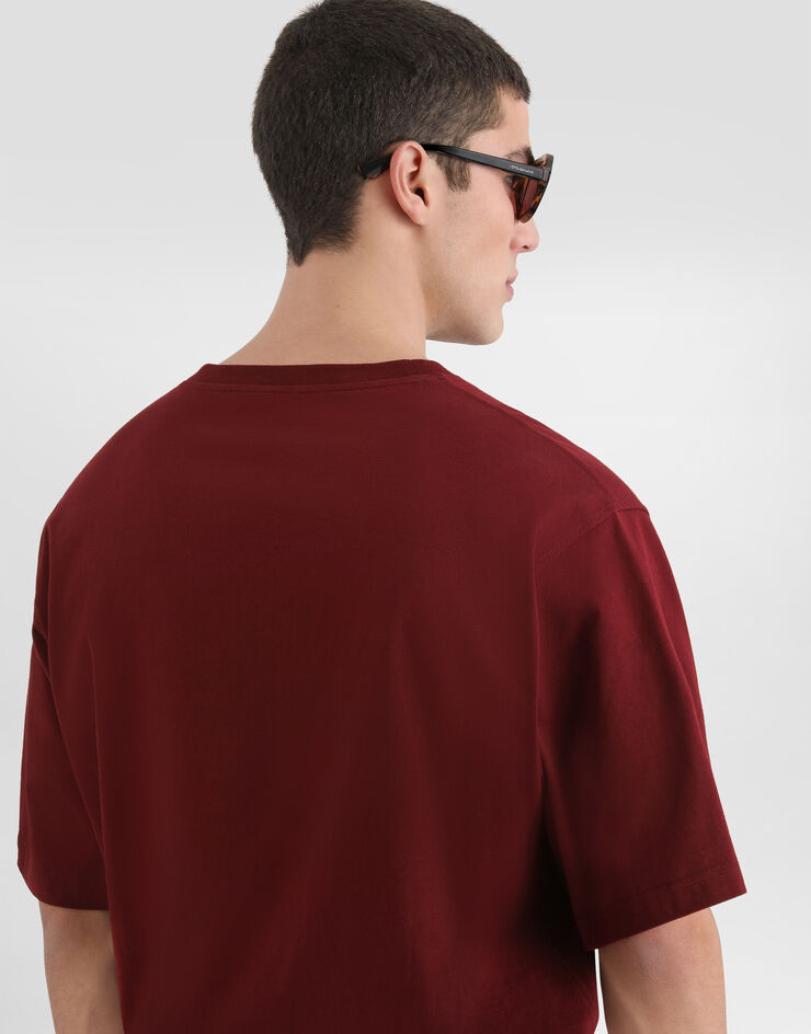 Dolce & Gabbana Футболка из хлопк а с логотипом Bordeaux G8PN9ZG7P9N