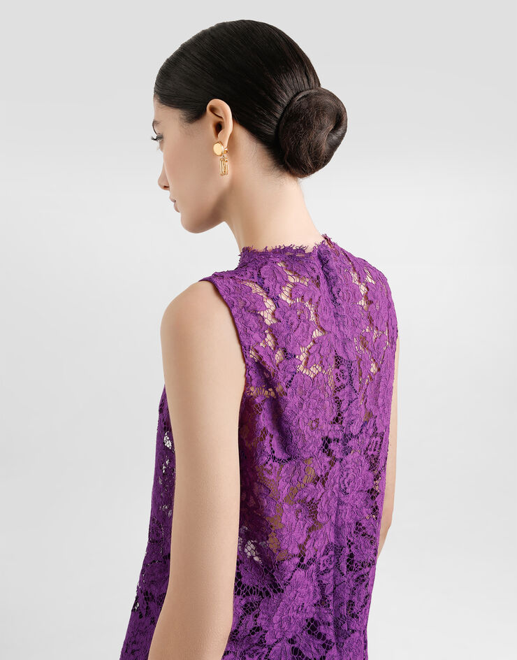 Dolce & Gabbana Top de encaje cordonetto floral Violeta F73G9THLM7L