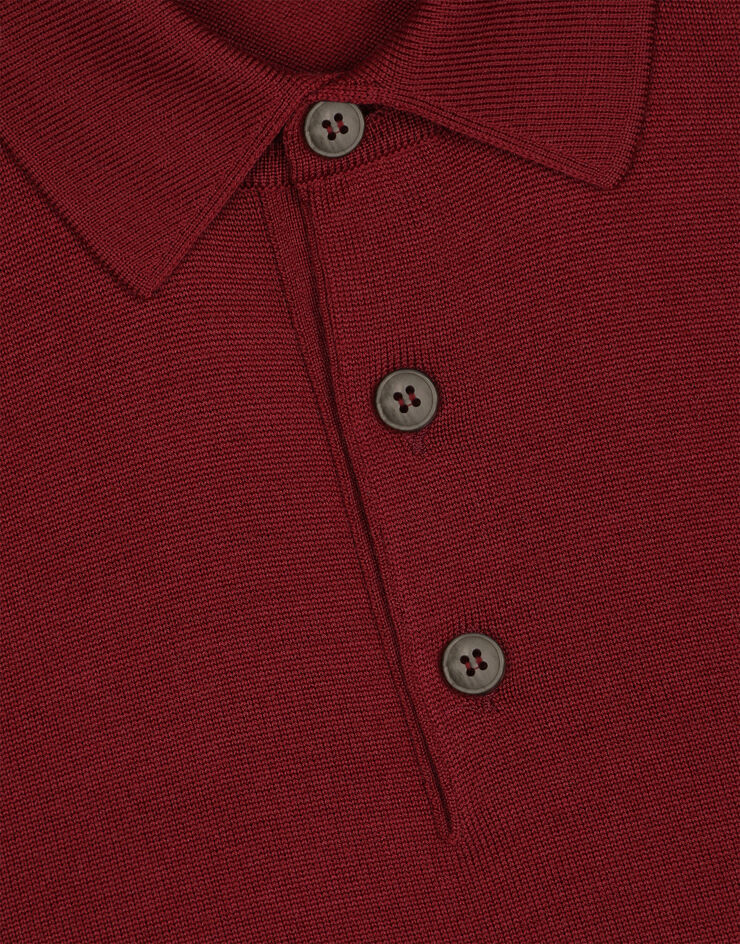 Dolce&Gabbana Wool polo-shirt with branded tag Bordeaux GXO38TJCVC7