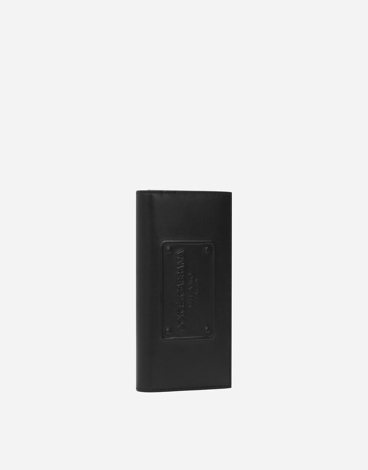 Dolce&Gabbana Cartera vertical en piel de becerro con logotipo en relieve Noir BP2573AG218