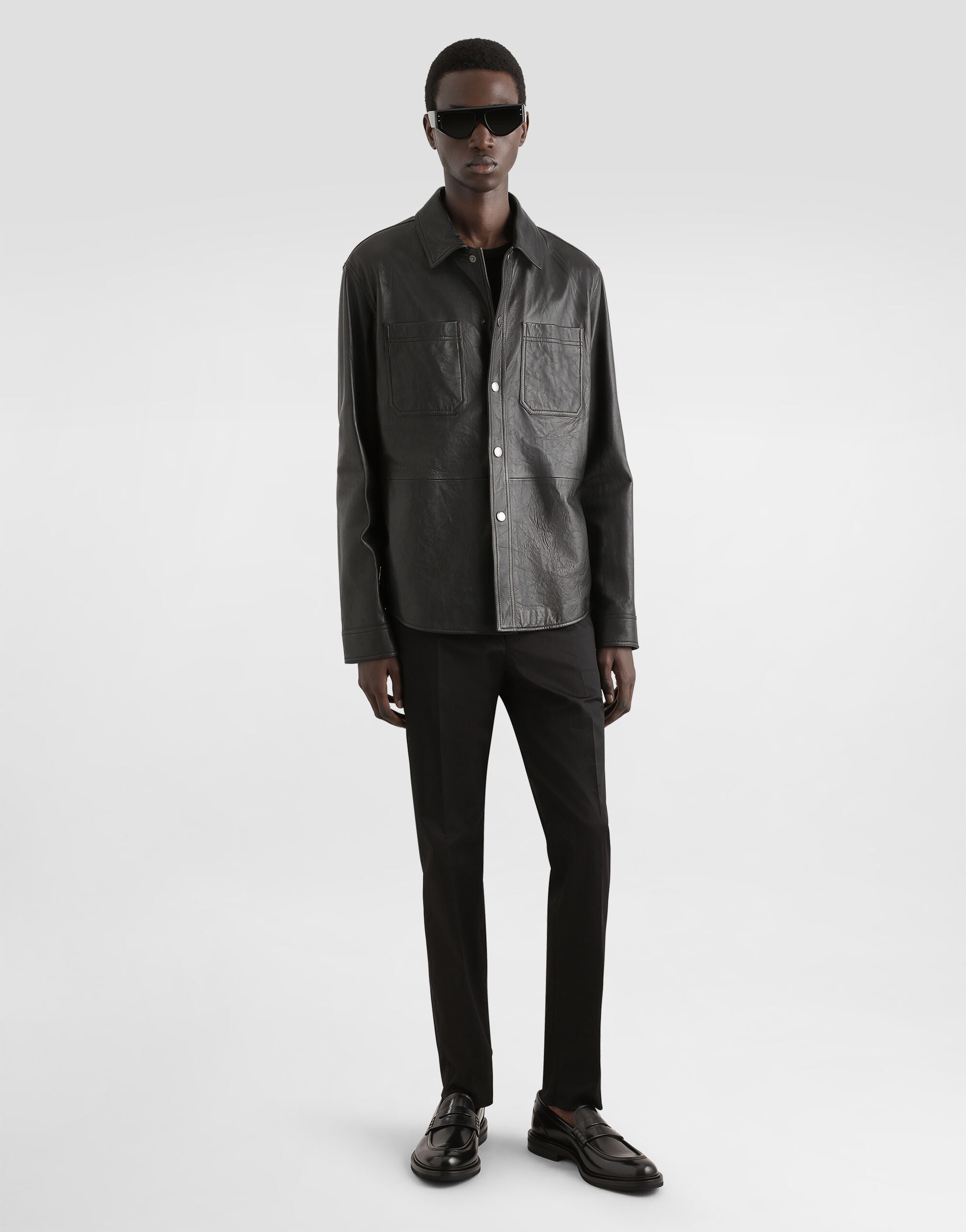 DOLCE & GABBANA ブラック レザーシャツジャケット　サイズ４４ Leather shirt in Black for Men | Dolce&Gabbana® US