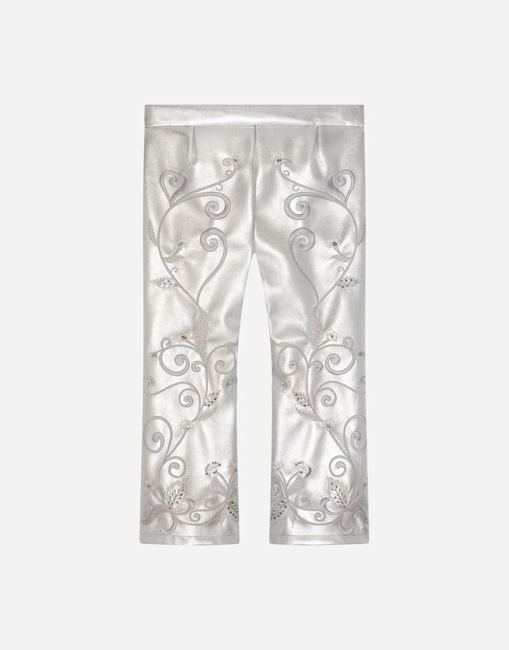 Dolce & Gabbana Pantalon en similicuir lamé à broderies Multicolore L53P27G7JL9