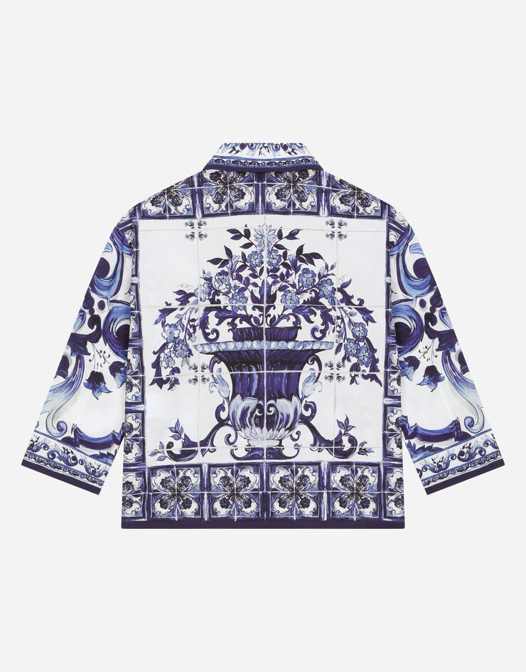 Dolce & Gabbana Camisa de popelina con estampado de mayólica Multicolor L55S66G7EY2