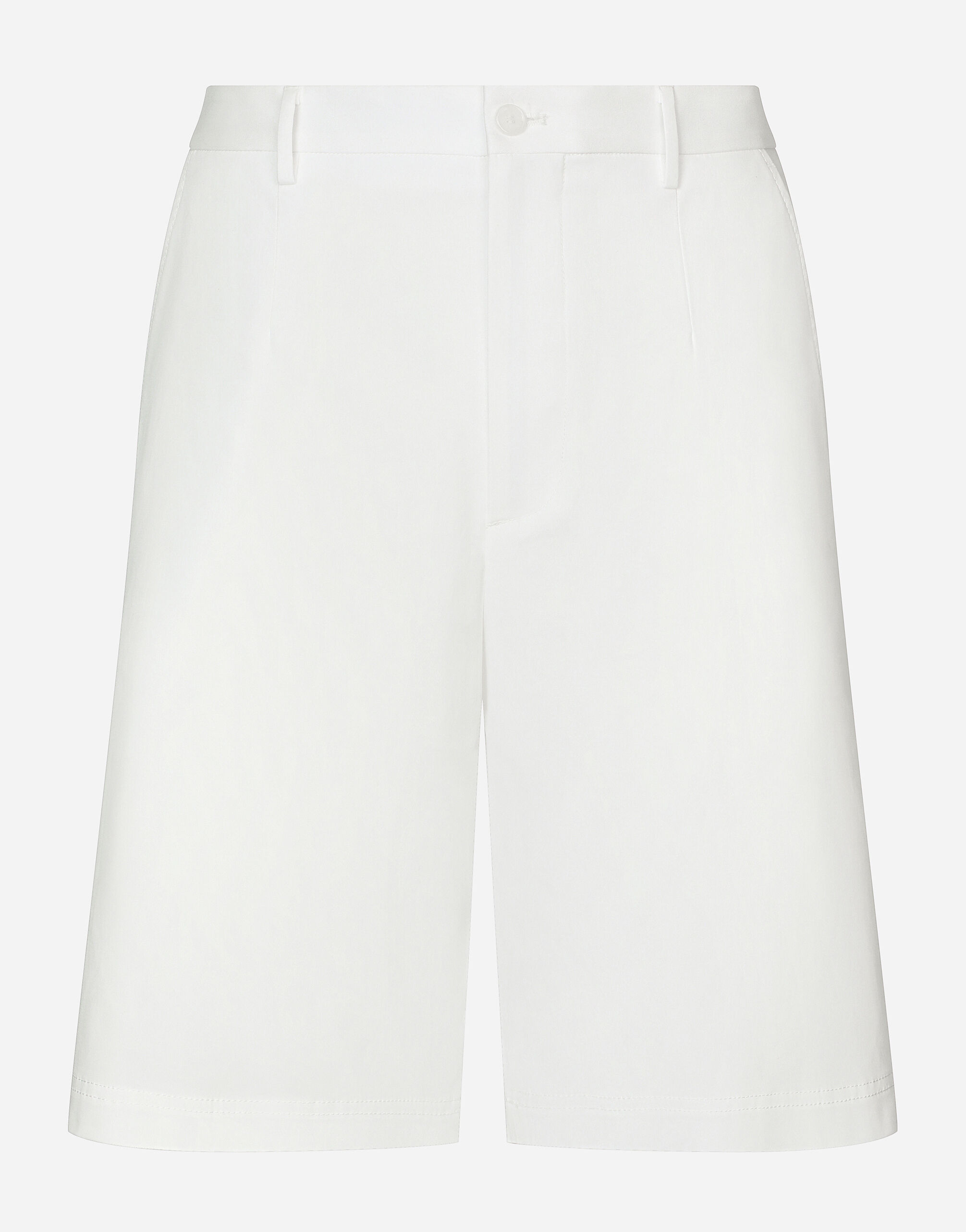関税込/VIP価格【Dolce&Gabbana】コットンショートパンツ Stretch cotton shorts with branded tag in White for Men