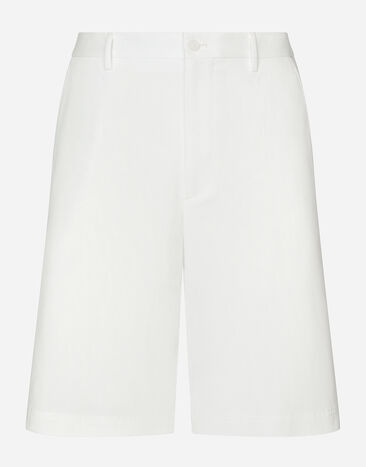 Dolce & Gabbana Stretch cotton shorts with branded tag Blue G8PL4TG7F2H