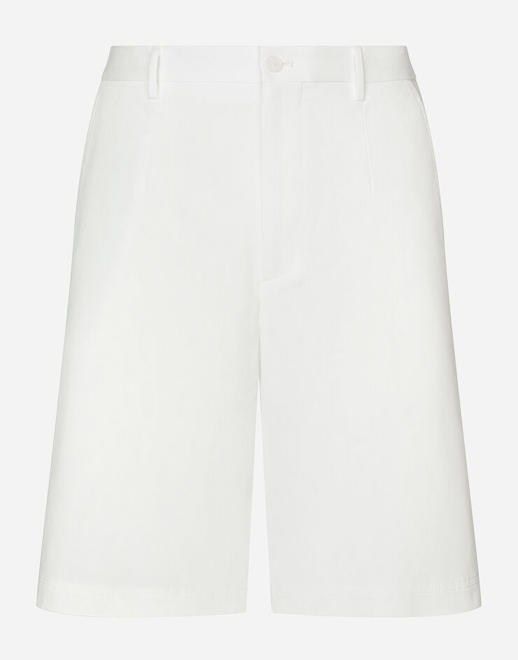 Dolce & Gabbana Bermuda en coton stretch avec plaquette à logo Blanc GVC4HTFUFMJ