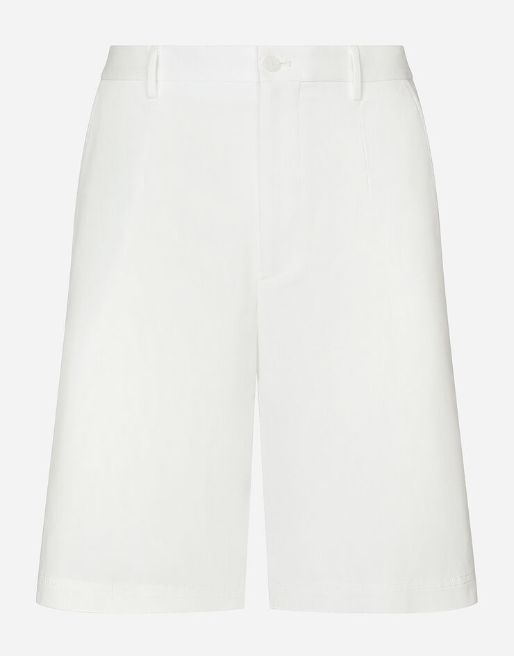 Dolce & Gabbana Bermudas Baumwollstretch mit Logoplakette Weiss GVC4HTFUFMJ