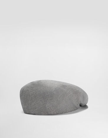 Dolce & Gabbana Flat cap in washed linen canvas Grey GH587AFU4MF