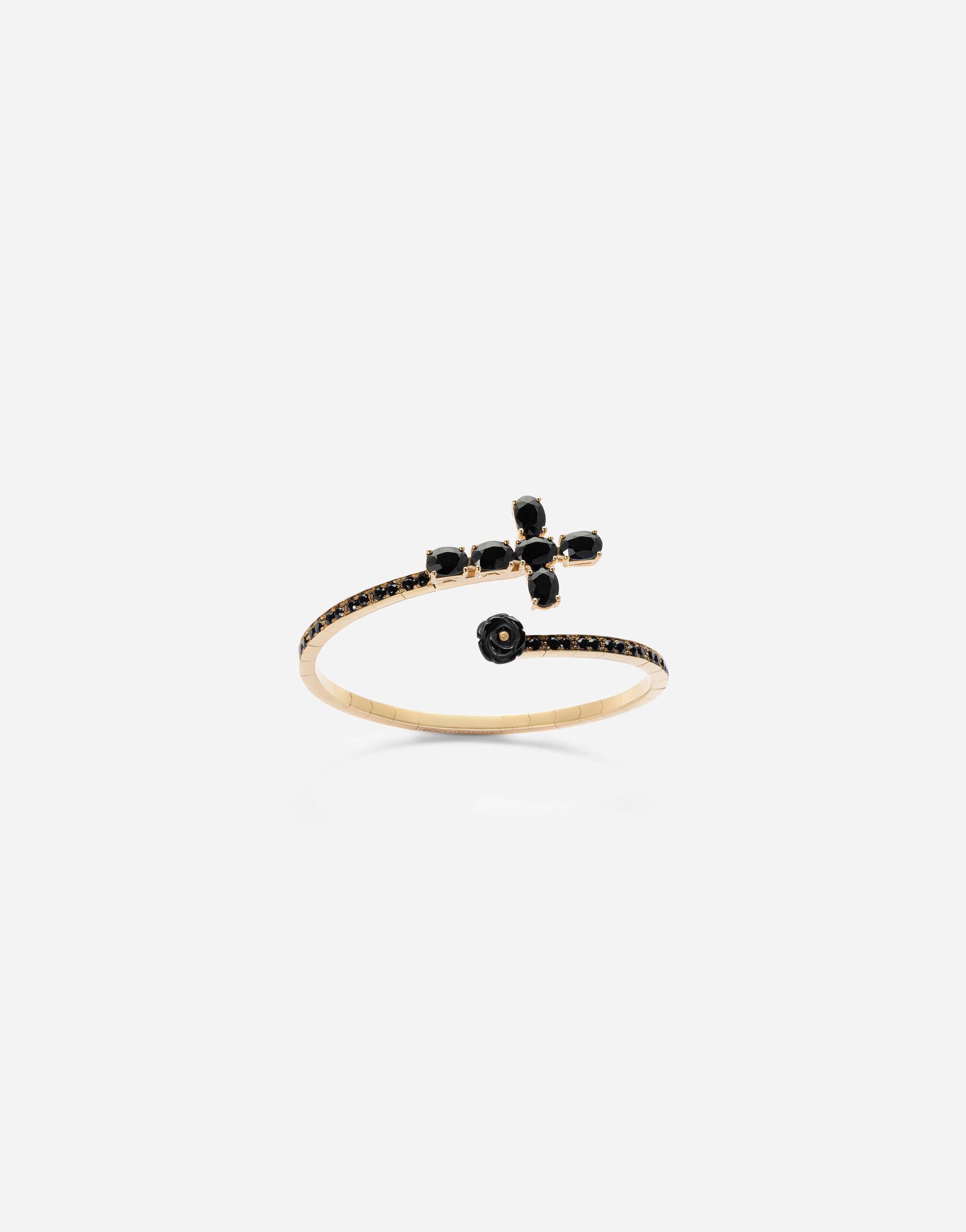 Dolce & Gabbana Family yellow gold bracelet with cross, black sapphire and jade Gold WBQA1GWQC01