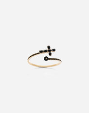Dolce & Gabbana Family yellow gold bracelet with cross, black sapphire and jade White WBQD1GWPAVE