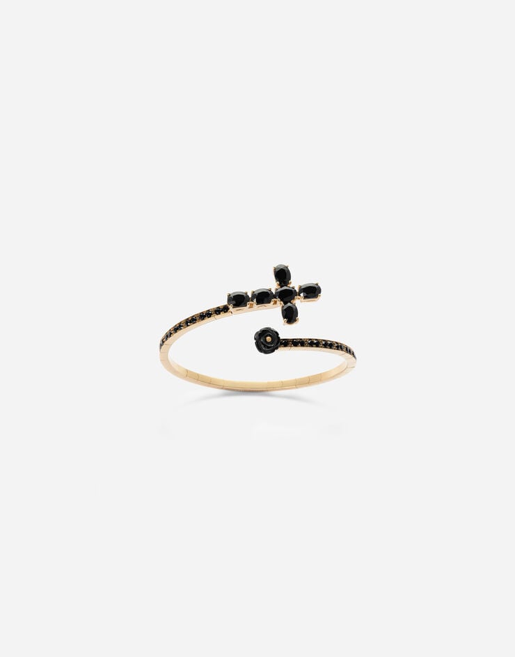 Dolce & Gabbana Family yellow gold bracelet with cross, black sapphire and jade Gold WBMF2GWSBL1