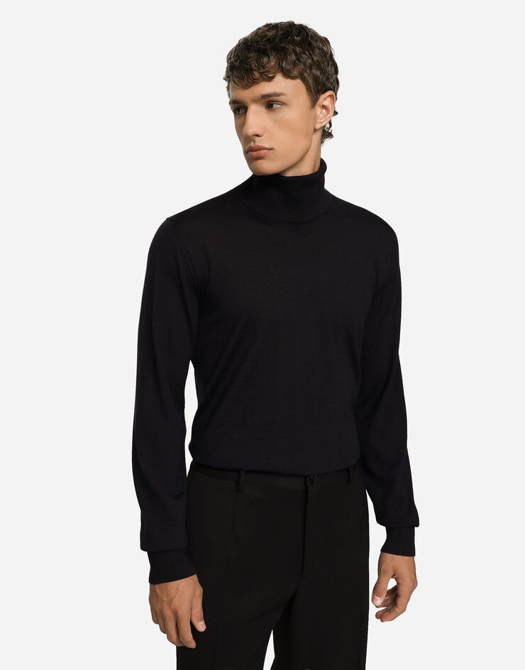 Dolce & Gabbana Extra-fine cashmere turtleneck sweater Blue GXB00TJBW1V
