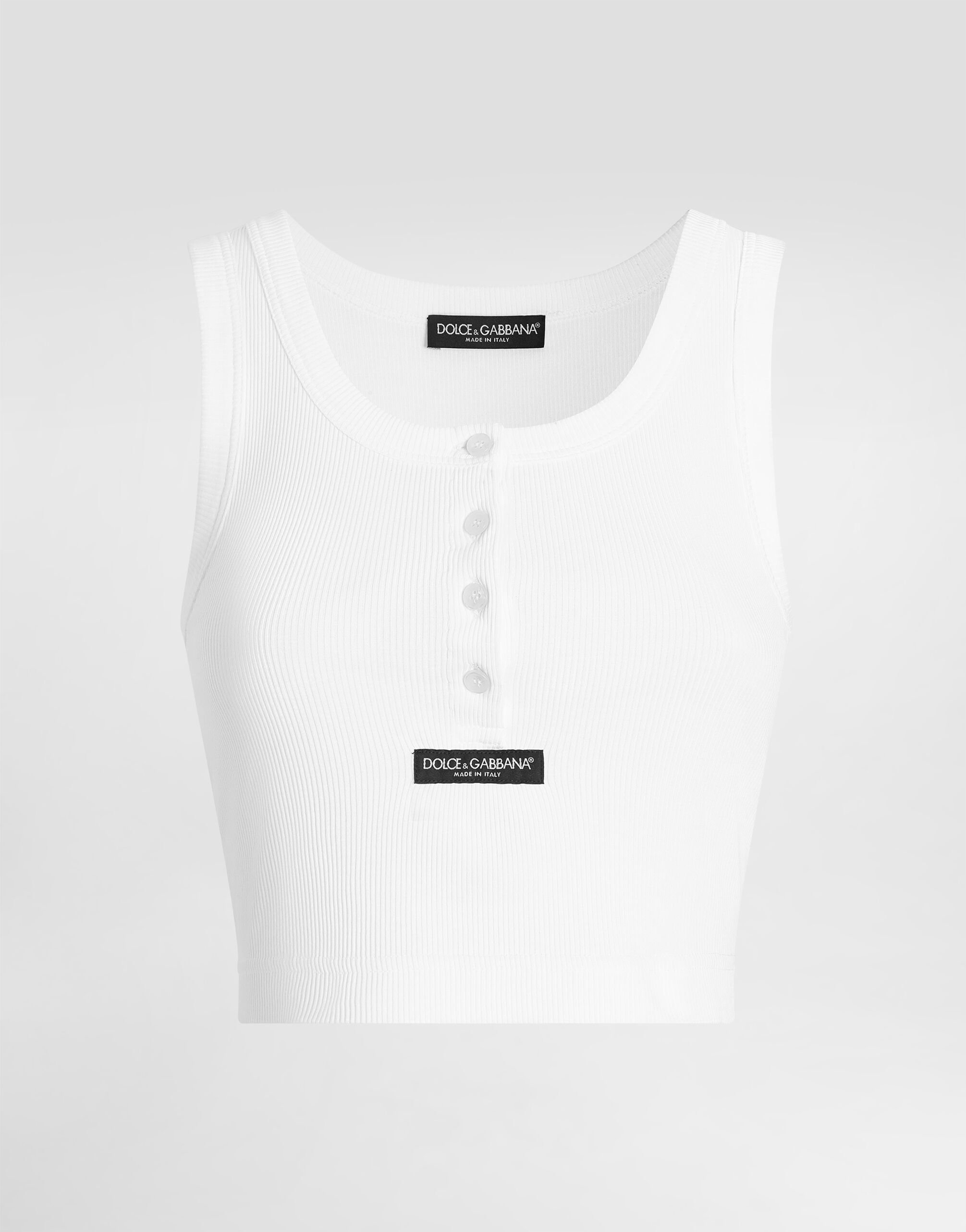 Ribbed tank top in White for Women | Dolce&Gabbana® US