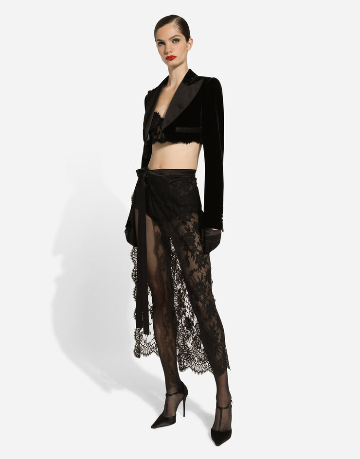 Dolce & Gabbana Chantilly lace calf-length skirt Black F4C2HTHLMQJ