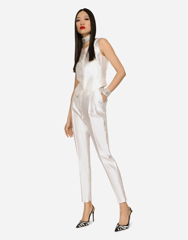 Dolce & Gabbana Pantalon en shantung Blanc FTCJDTFU1L5