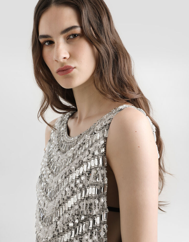 Dolce & Gabbana A-line bib dress with swarovski stones embroidery Multicolor F60EEZGDDGZ