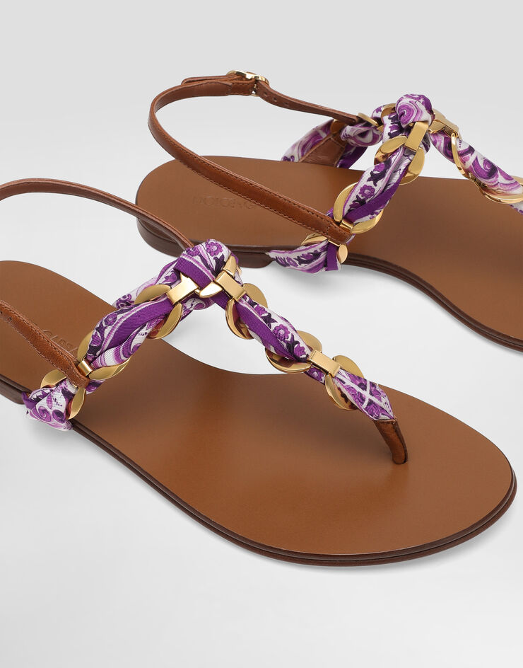 Dolce & Gabbana Majolica-print twill flip-flops Multicolor CQ0639AE490