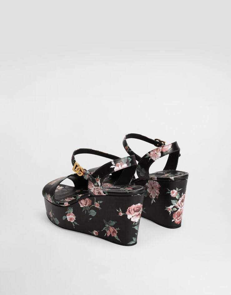 Dolce & Gabbana Cuña de piel con estampado de rosas Dolce & Gabbana Cuña de piel con estampado de rosas Multicolor CZ0334AZ046