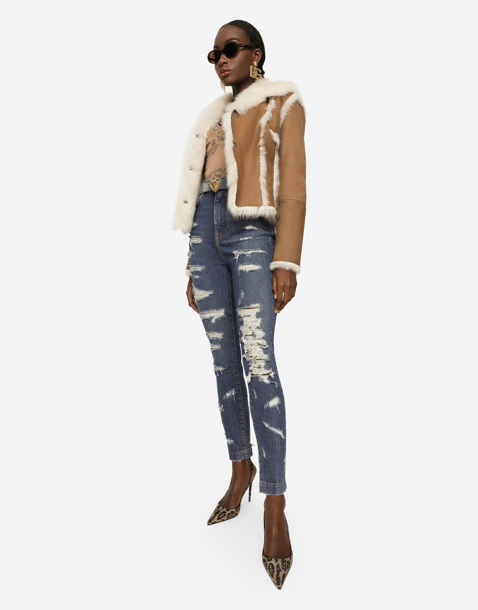 Women's short shearling jacket shop