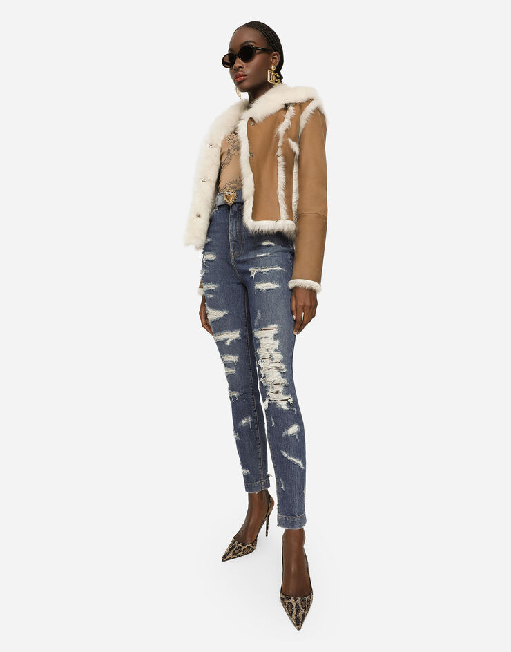Dolce&Gabbana Short shearling jacket Beige F26V1LFUP7Y