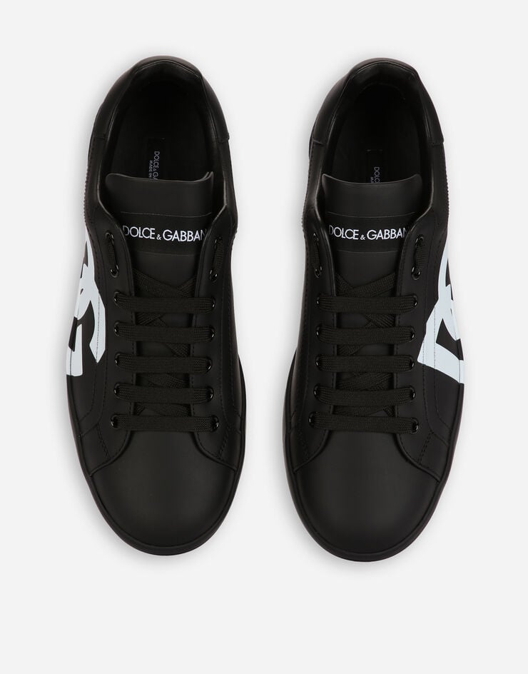 Dolce & Gabbana Sneakers Portofino en cuir de veau nappa à logo DG imprimé Noir CS1772AC330