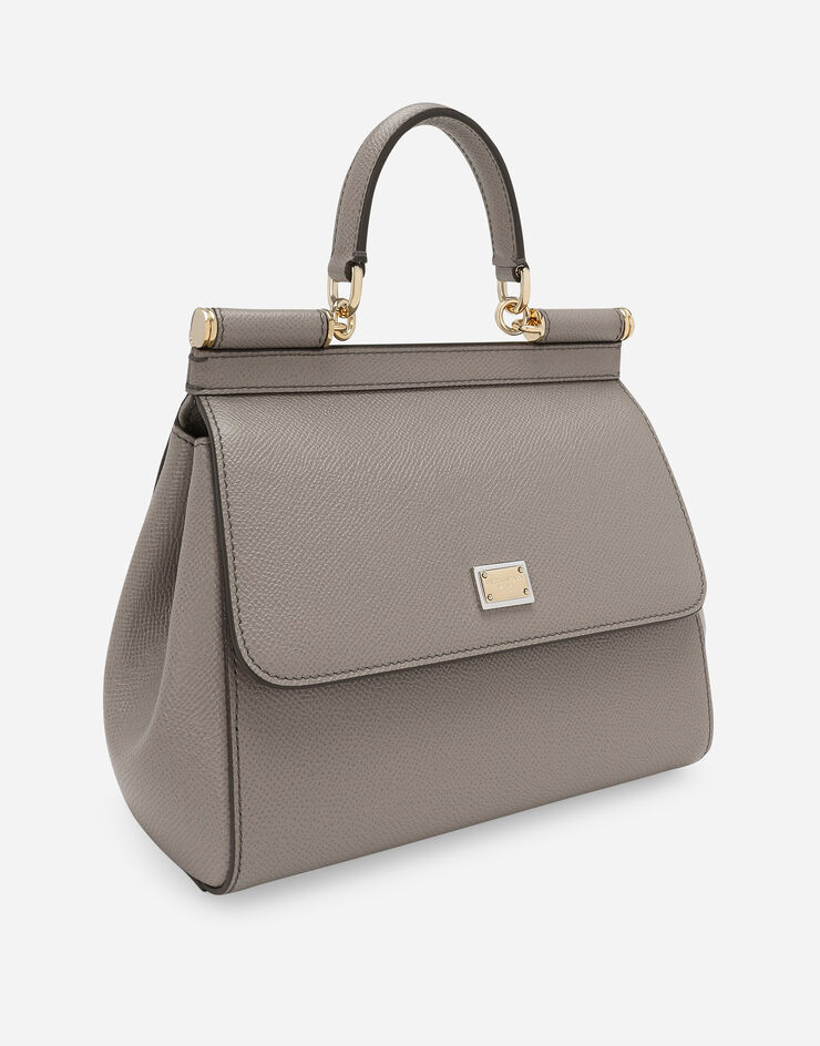 Dolce & Gabbana حقيبة يد سيسيلي متوسطة من جلد دوفين بيج BB6003B1001