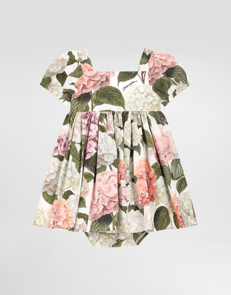Dolce & Gabbana Hydrangea-print poplin dress Multicolor L24DF4HS5UG
