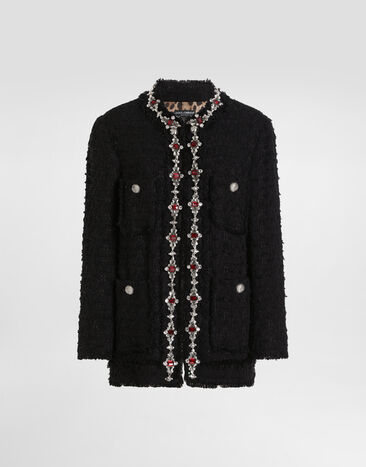 Dolce & Gabbana Wool jacket with embroidered trim Black F29TYZFUTBI
