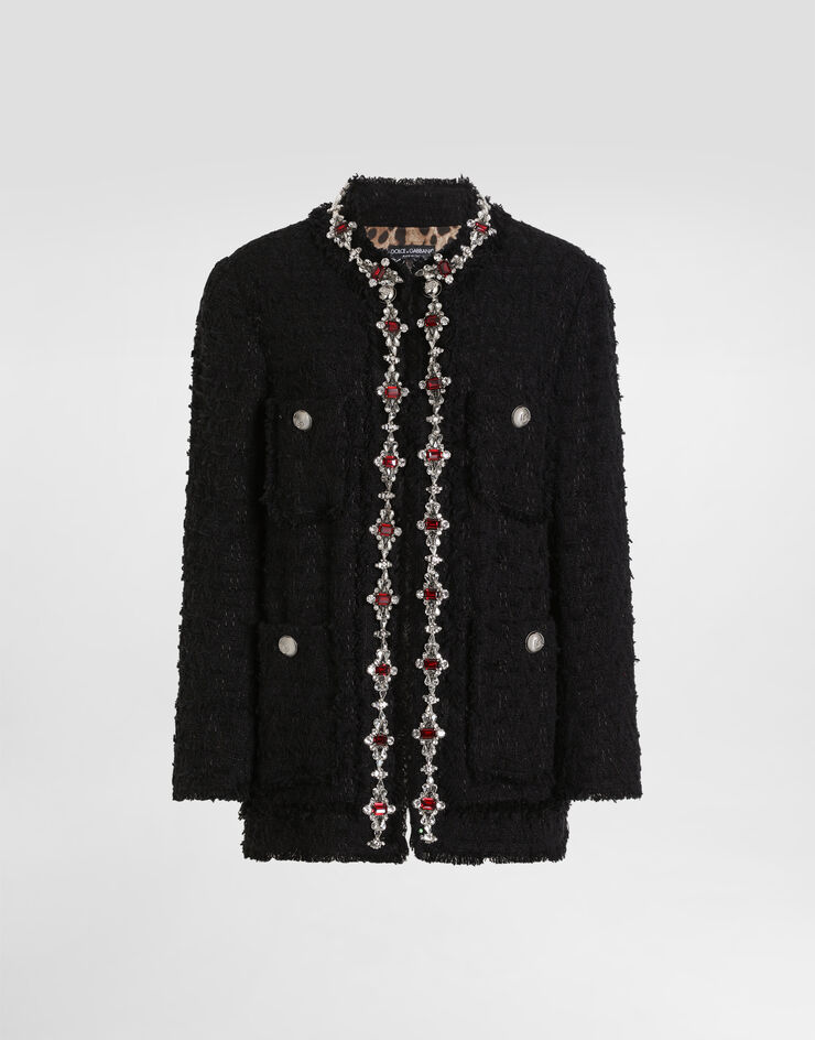 Dolce & Gabbana Wool jacket with embroidered trim Black F29TYZFUTBI