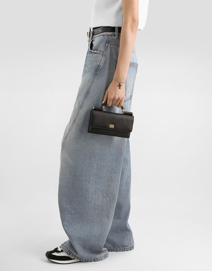 Dolce & Gabbana Dauphine-print calfskin mini bag Black BI3280A1001