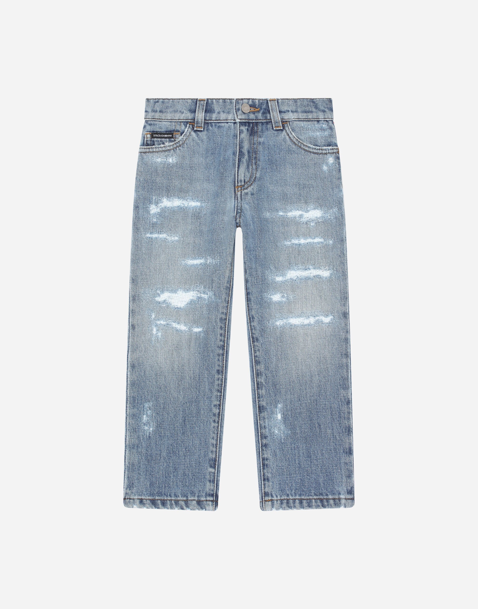 Dolce & Gabbana Washed denim jeans with abrasions Imprima EM0103AD280