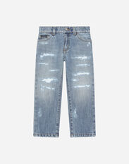 Dolce & Gabbana Washed denim jeans with abrasions White L4JTEYG7K8C