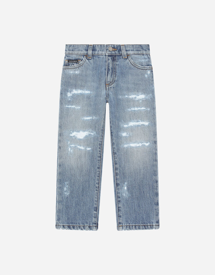 Dolce & Gabbana Jeans in denim lavato con abrasioni Multicolore L42F45LDB22