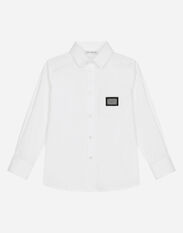 Dolce & Gabbana Stretch poplin shirt with logo tag Print L43S86G7L5W