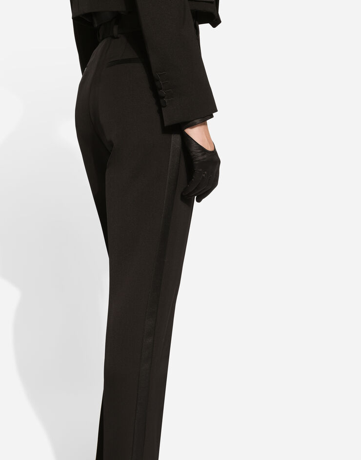 Dolce & Gabbana Tailored wool gabardine tuxedo pants Black FTAM0TFU21E