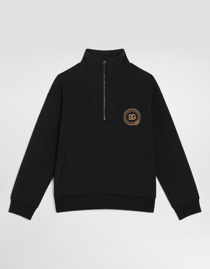 Dolce & Gabbana Cotton sweatshirt with patch Blue L4JWOFG7QNL