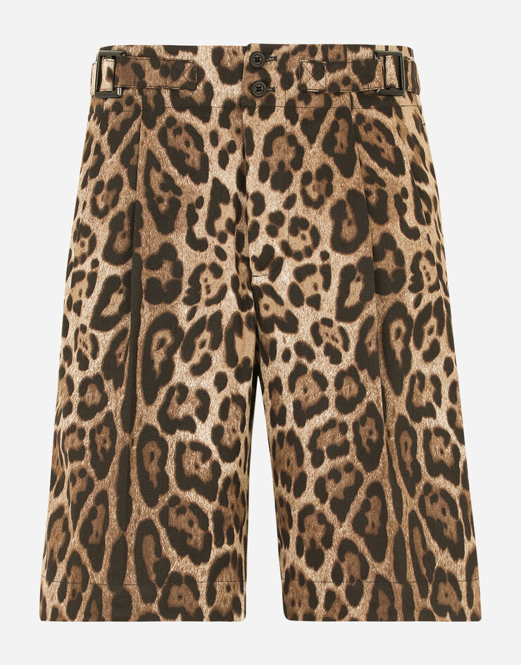 Dolce & Gabbana Stretch cotton bermuda shorts with leopard print ANIMAL PRINT GW8UHTFSFAG