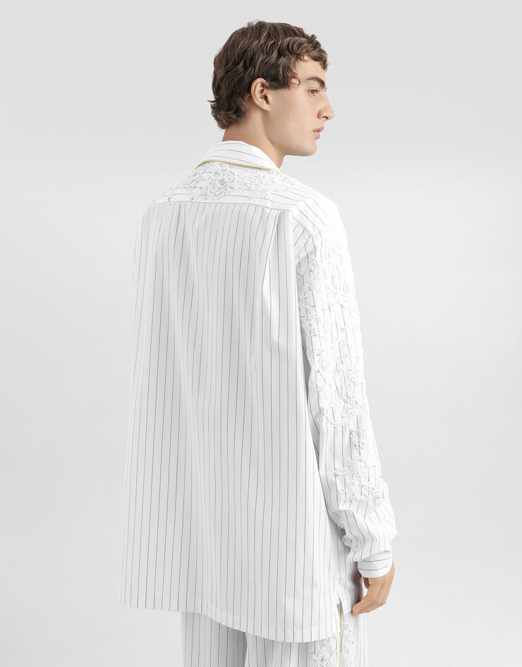 Dolce & Gabbana Cotton and silk vanity shirt with embroidery Multicolor G5OL9ZGK188