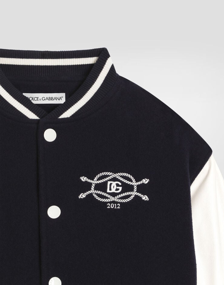 Dolce & Gabbana Cloth bomber jacket with logo Multicolor L42BA3G7QNE