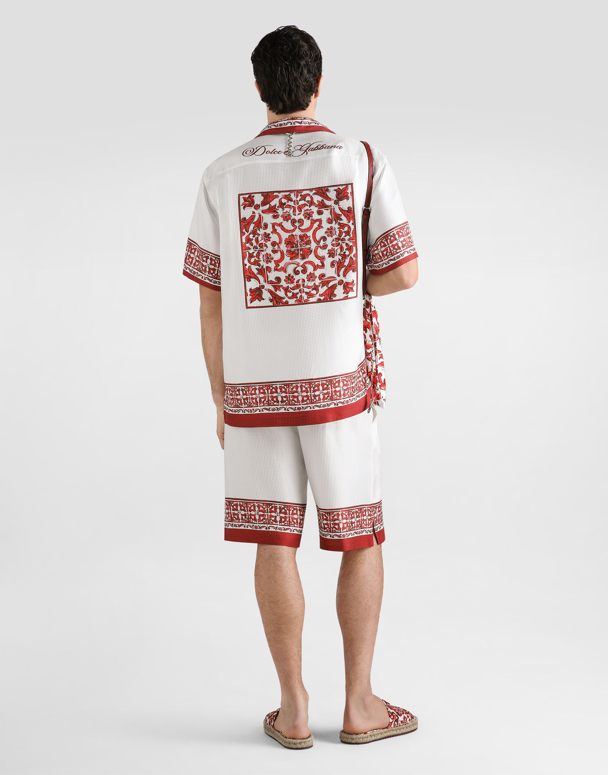 Majolica-print jacquard hawaii shirt in Multicolor for Men