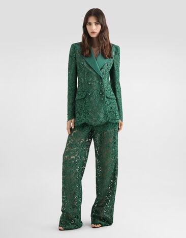 Dolce & Gabbana Double-breasted lace jacket Green F29TRTHLMTB