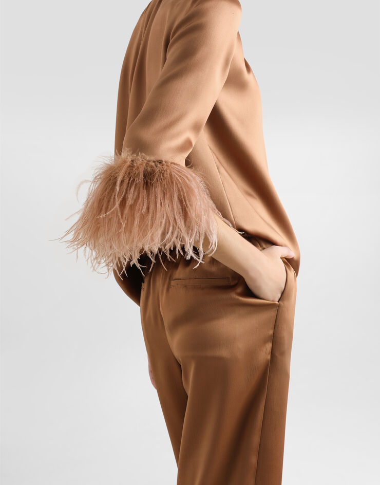 Dolce & Gabbana Double silk satin pajama pants Beige FTC9FTFU1NU