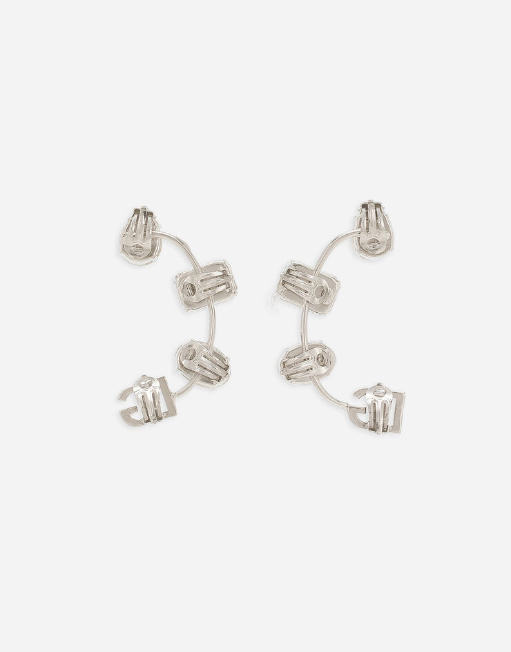 Dolce & Gabbana Earcuff earrings with DG logo and rhinestones Silver WEQ2X5W1111