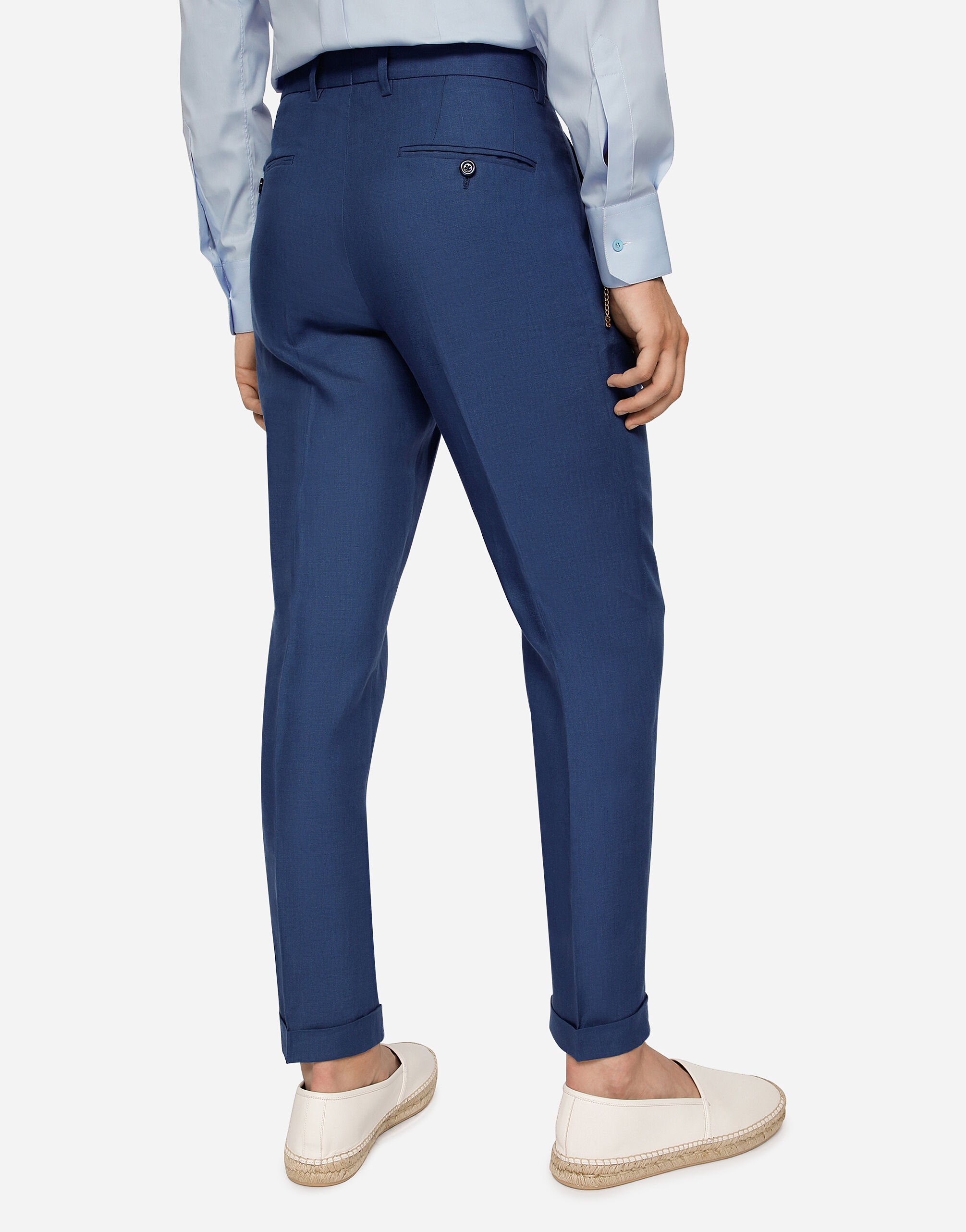 Linen pants in Azure for Men Dolce Gabbana