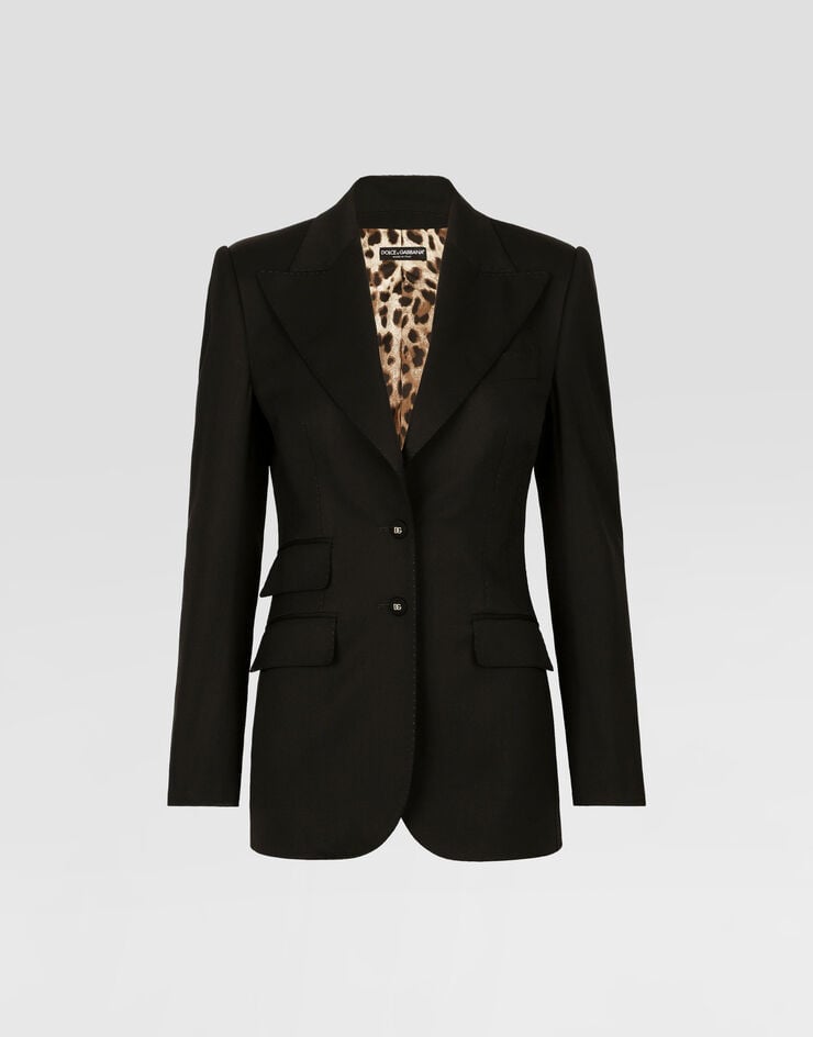 Dolce & Gabbana Veste Turlington en gabardine avec surpiqûres Noir F29Z8TGDCL0