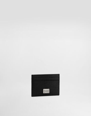 Dolce & Gabbana Calfskin card holder with branded plate Black BP0330AG219