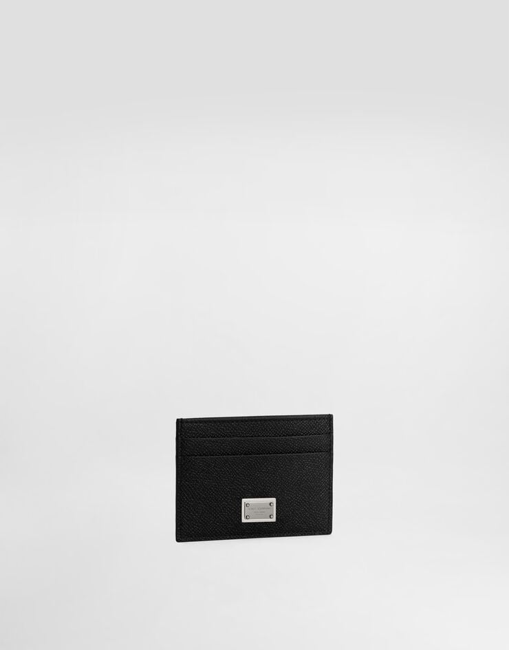 Dolce & Gabbana Calfskin card holder with branded plate Black BP0330AG219