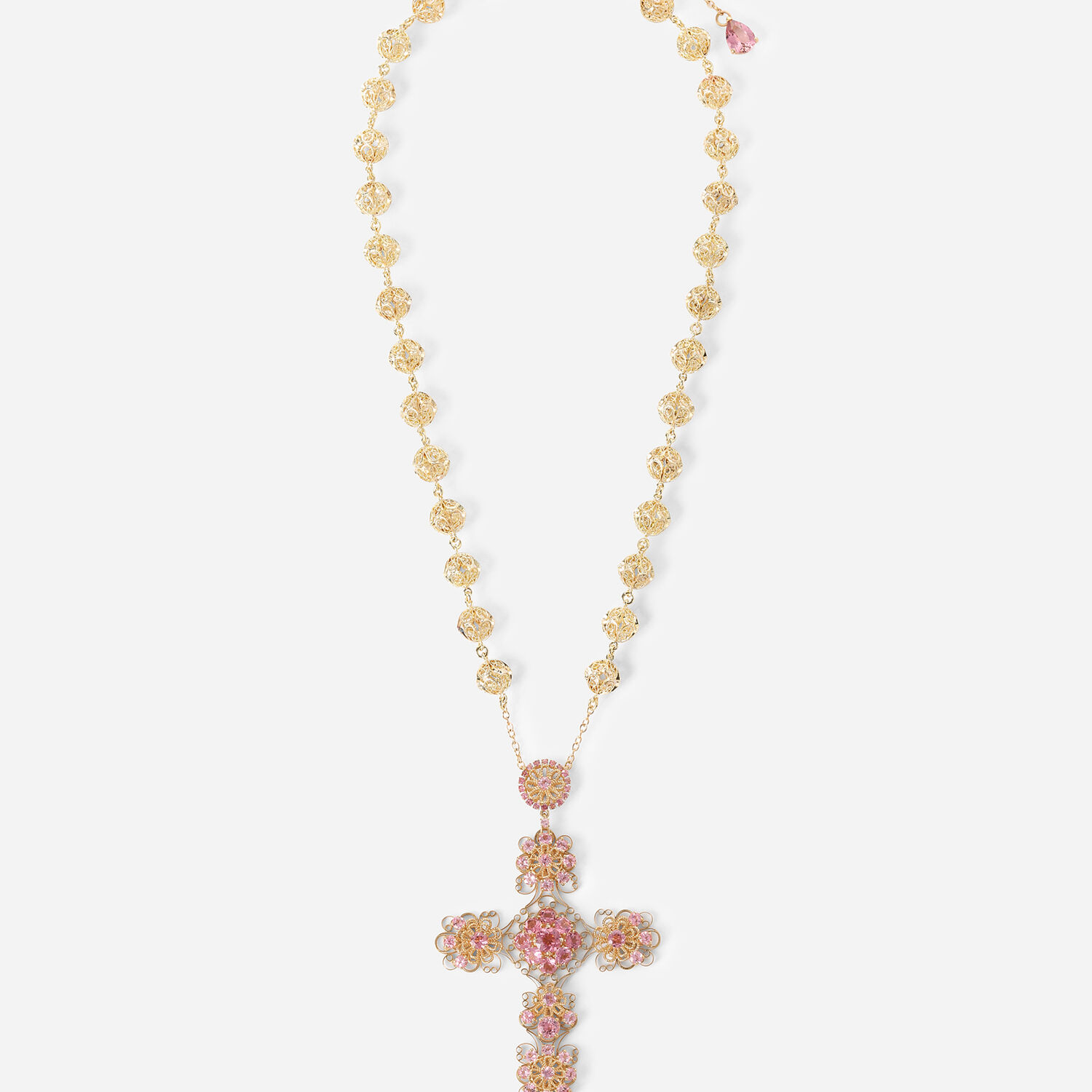Pizzo necklace in yellow 18kt gold with pink tourmalines in Gold for |  Dolce&Gabbana® US