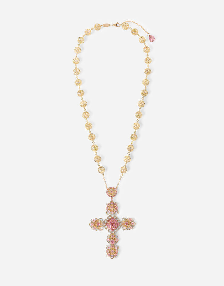 Dolce & Gabbana Pizzo necklace in yellow 18kt gold with pink tourmalines Gold WAFH1GWTOP1