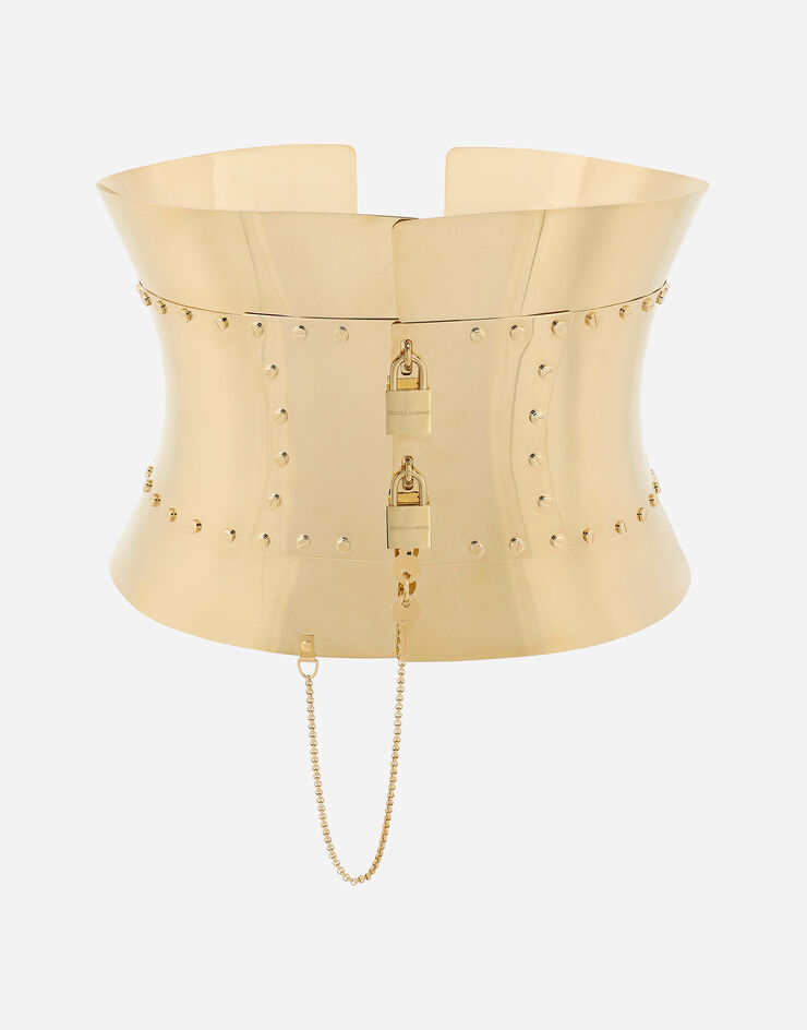 Dolce & Gabbana Rigid wide corset belt with padlocks Gold WLP8S1W1111